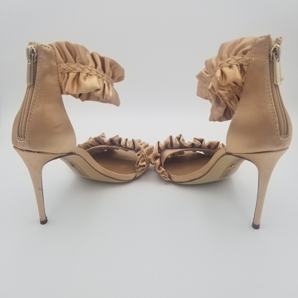 Sam Edelman Sawyer Satin Ruffle Ankle Strap Heels, Rosa Blush, Women's 6.5 - Picture 7 of 16